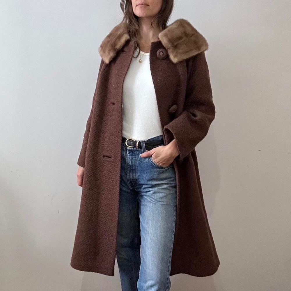 Vintage 1960’s wool coat with mink collar